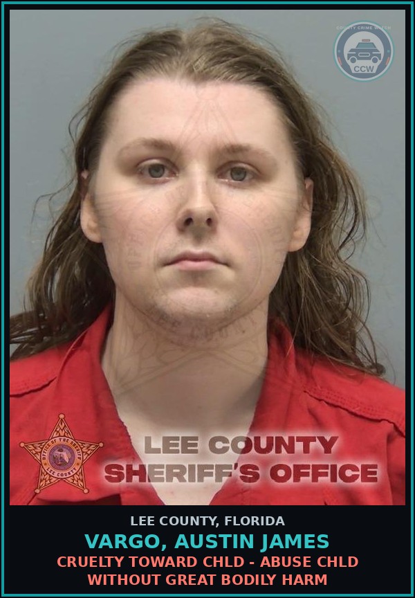 Booking mugshot of VARGO, AUSTIN JAMES in Lee County