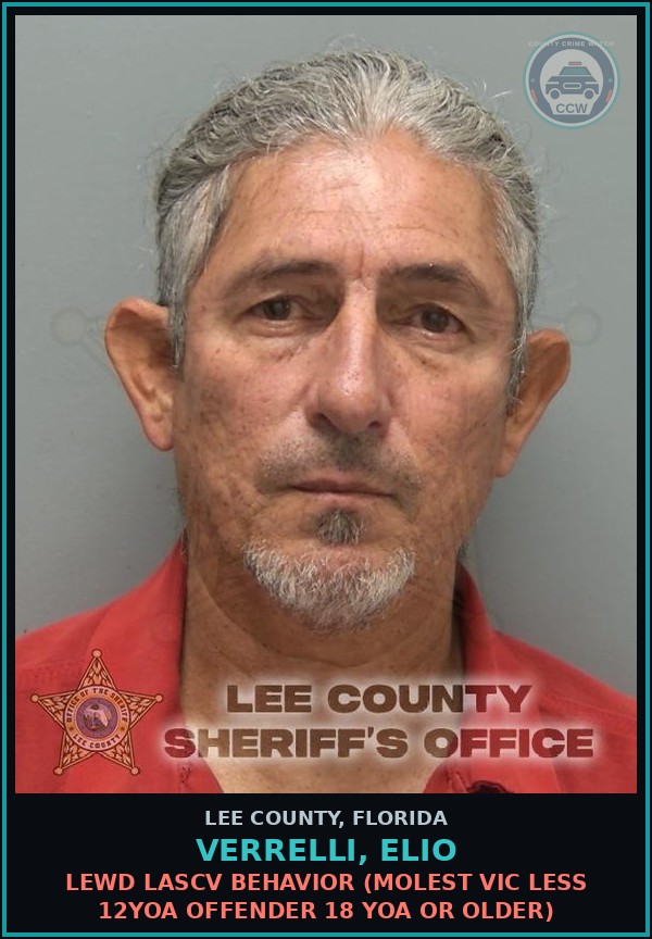 Booking mugshot of VERRELLI, ELIO in Lee County