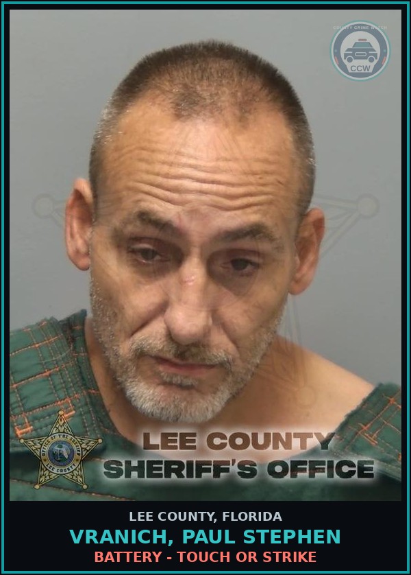 Booking mugshot of VRANICH, PAUL STEPHEN in Lee County