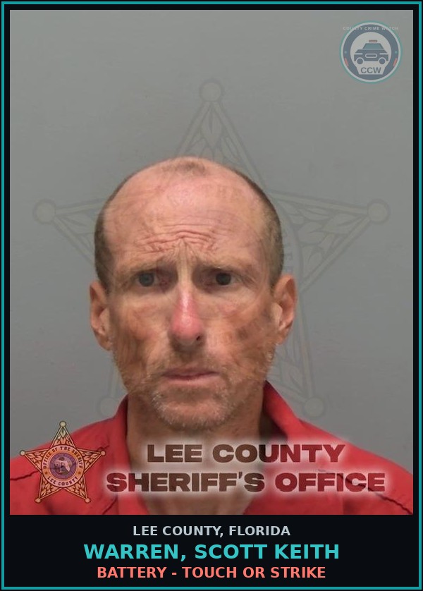 Booking mugshot of WARREN, SCOTT KEITH in Lee County
