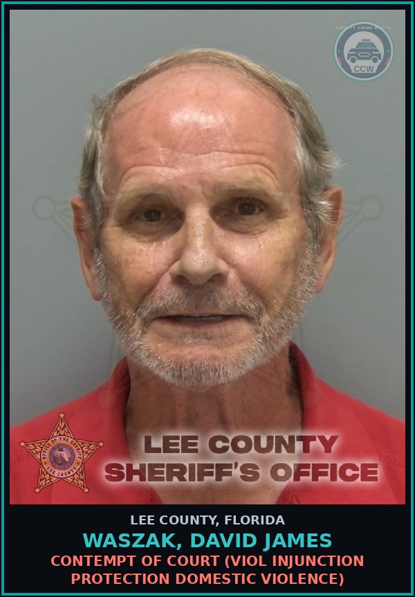 Booking mugshot of WASZAK, DAVID JAMES in Lee County