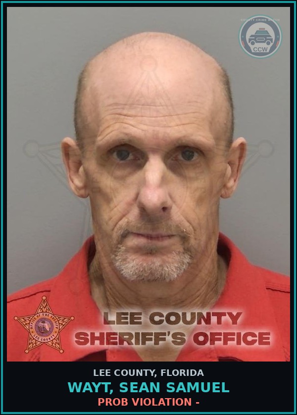 Booking mugshot of WAYT, SEAN SAMUEL in Lee County