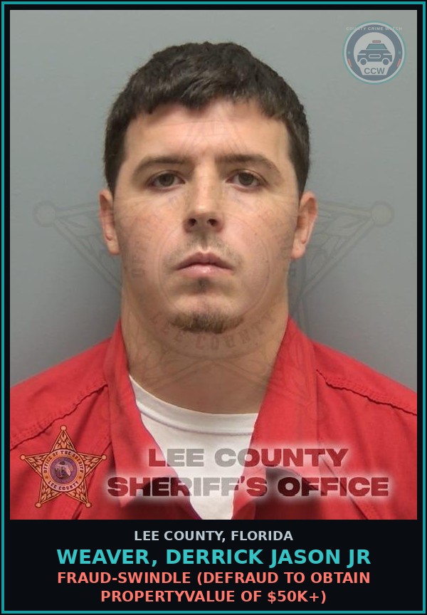 Booking mugshot of WEAVER, DERRICK JASON JR in Lee County