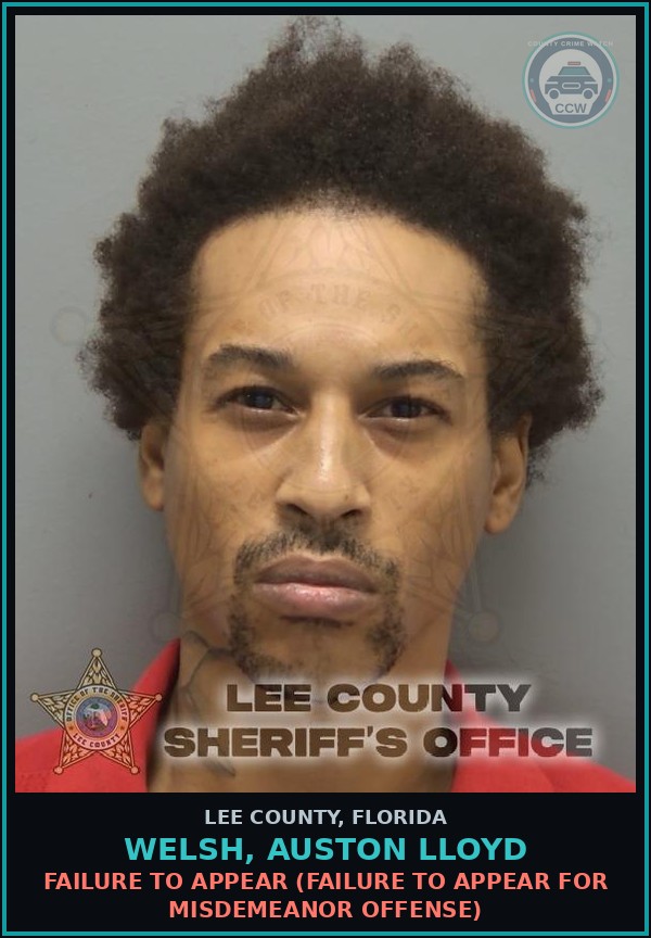 Booking mugshot of WELSH, AUSTON LLOYD in Lee County