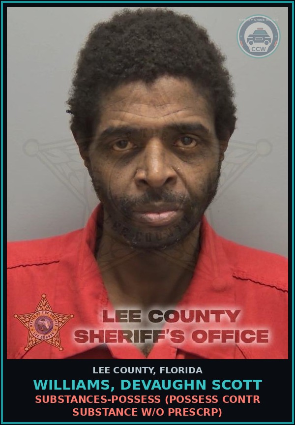 Booking mugshot of WILLIAMS, DEVAUGHN SCOTT in Lee County