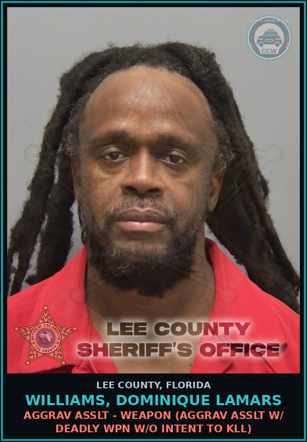 Booking mugshot of WILLIAMS, DOMINIQUE LAMARS in Lee County