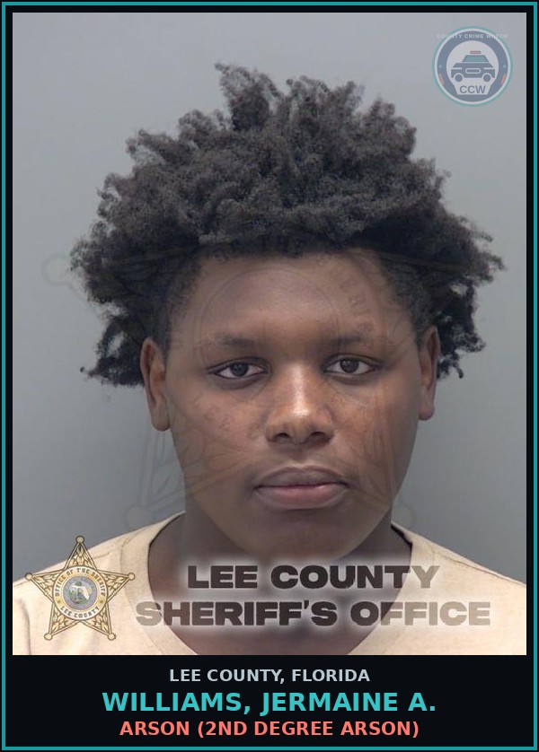 Booking mugshot of WILLIAMS, JERMAINE A. in Lee County
