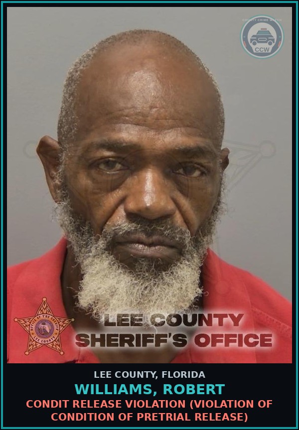Booking mugshot of WILLIAMS, ROBERT in Lee County
