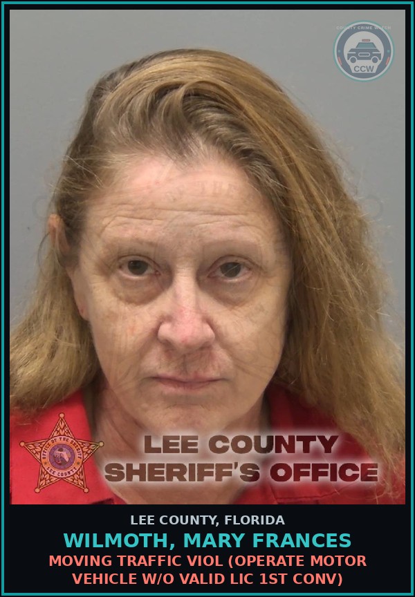 Booking mugshot of WILMOTH, MARY FRANCES in Lee County