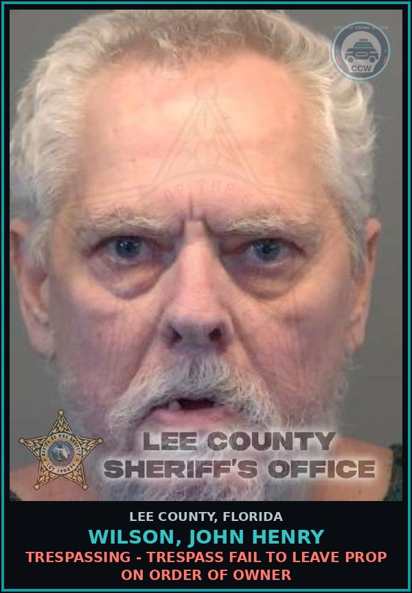 Booking mugshot of WILSON, JOHN HENRY in Lee County