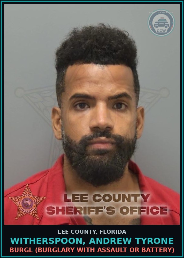 Booking mugshot of WITHERSPOON, ANDREW TYRONE in Lee County