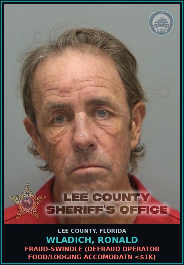 Booking mugshot of WLADICH, RONALD in Lee County