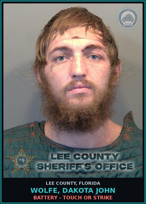 Booking mugshot of WOLFE, DAKOTA JOHN in Lee County