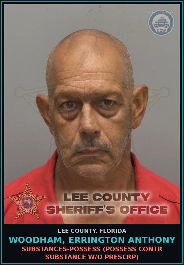 Booking mugshot of WOODHAM, ERRINGTON ANTHONY in Lee County