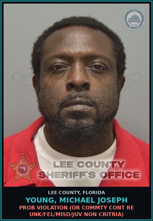 Booking mugshot of YOUNG, MICHAEL JOSEPH in Lee County