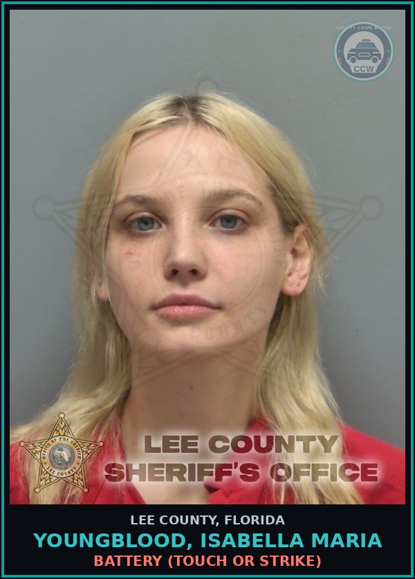Booking mugshot of YOUNGBLOOD, ISABELLA MARIA in Lee County