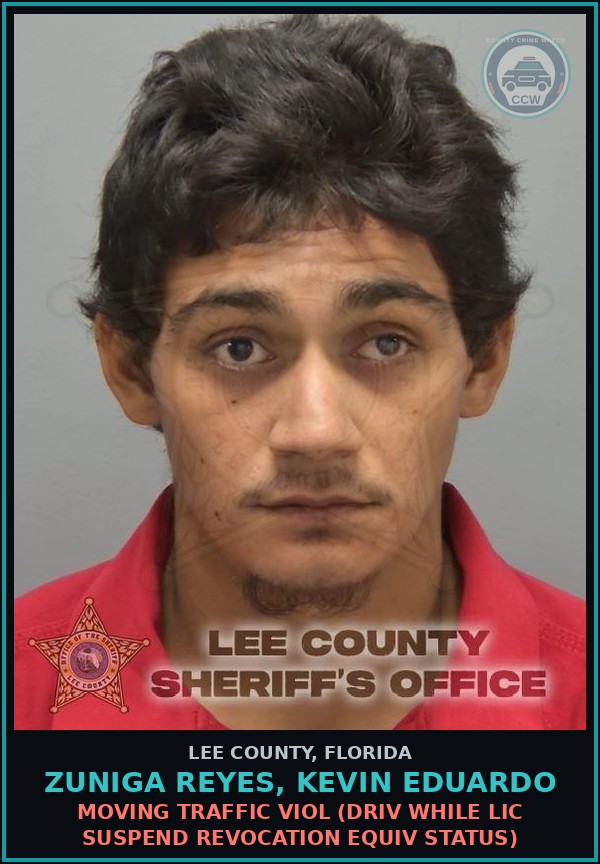 Booking mugshot of ZUNIGA REYES, KEVIN EDUARDO in Lee County