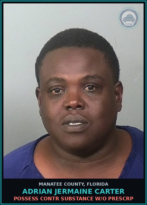 Booking mugshot of ADRIAN JERMAINE CARTER in Manatee County