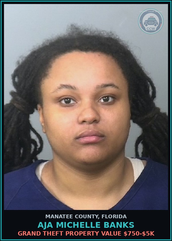 Booking mugshot of AJA MICHELLE BANKS in Manatee County