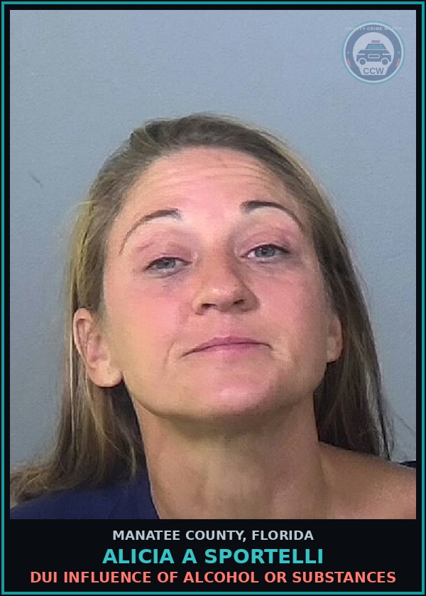 Booking mugshot of ALICIA A SPORTELLI in Manatee County