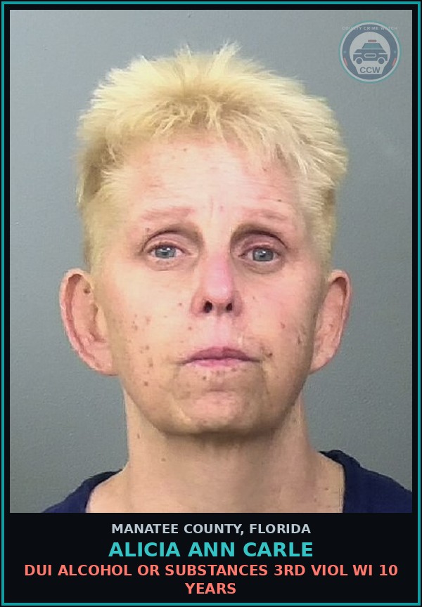 Booking mugshot of ALICIA ANN CARLE in Manatee County