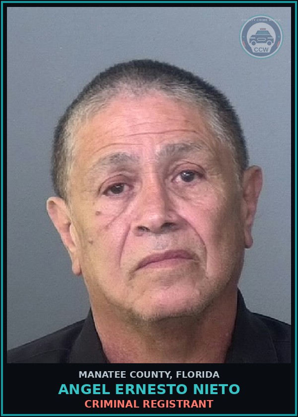 Booking mugshot of ANGEL ERNESTO NIETO in Manatee County