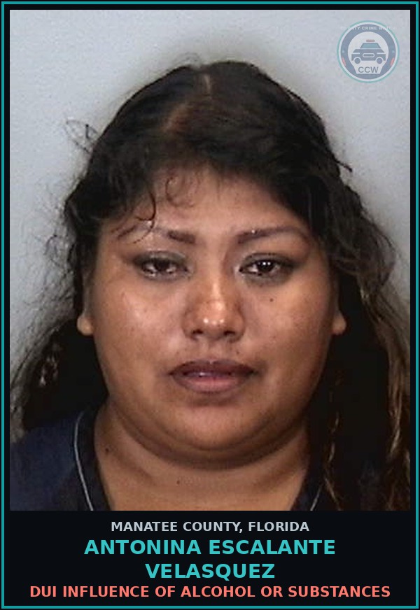 Booking mugshot of ANTONINA ESCALANTE VELASQUEZ in Manatee County