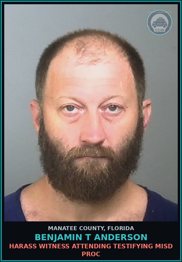Booking mugshot of BENJAMIN T ANDERSON in Manatee County