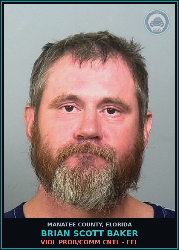 Booking mugshot of BRIAN SCOTT BAKER in Manatee County