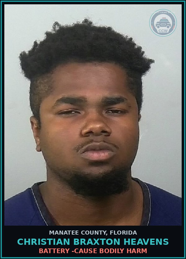 Booking mugshot of CHRISTIAN BRAXTON HEAVENS in Manatee County