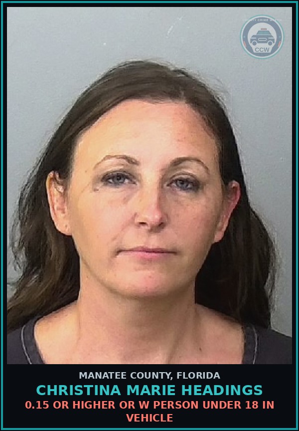 Booking mugshot of CHRISTINA MARIE HEADINGS in Manatee County