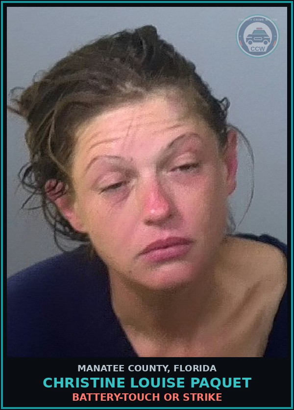 Booking mugshot of CHRISTINE LOUISE PAQUET in Manatee County