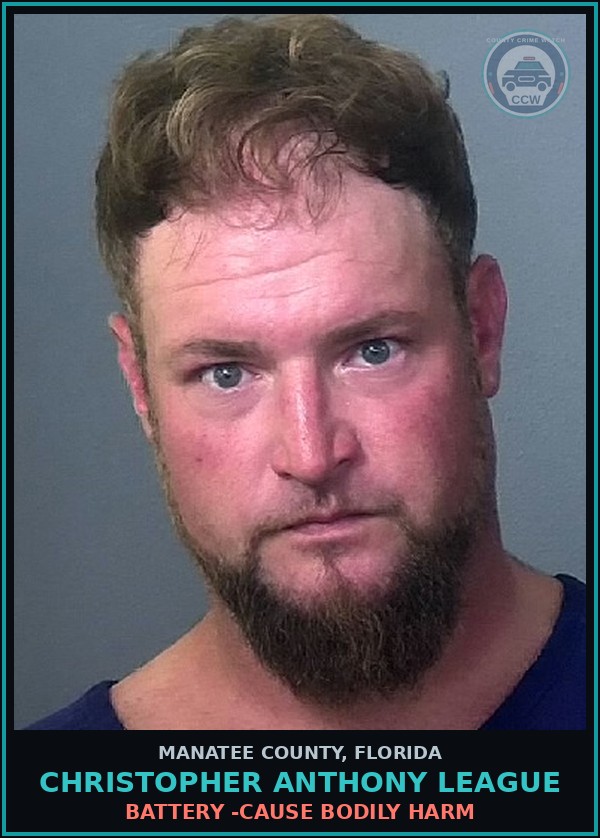Booking mugshot of CHRISTOPHER ANTHONY LEAGUE in Manatee County