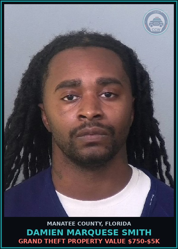 Booking mugshot of DAMIEN MARQUESE SMITH in Manatee County