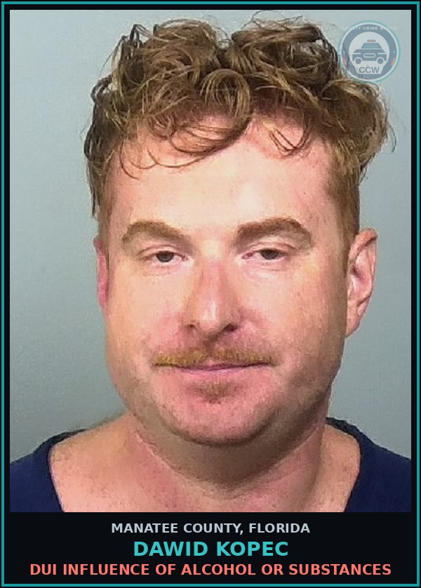 Booking mugshot of DAWID KOPEC in Manatee County