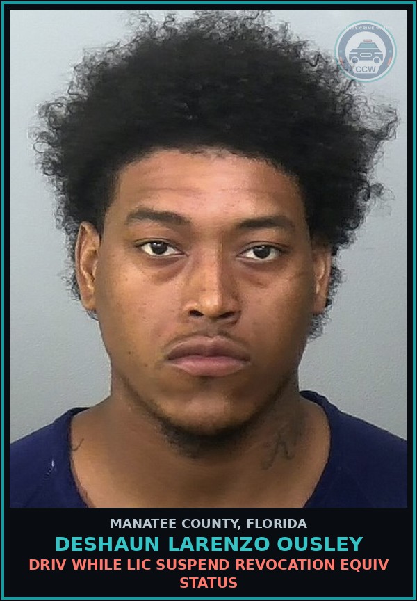 Booking mugshot of DESHAUN LARENZO OUSLEY in Manatee County