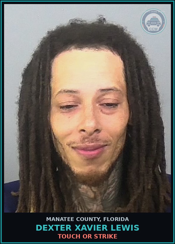 Booking mugshot of DEXTER XAVIER LEWIS in Manatee County