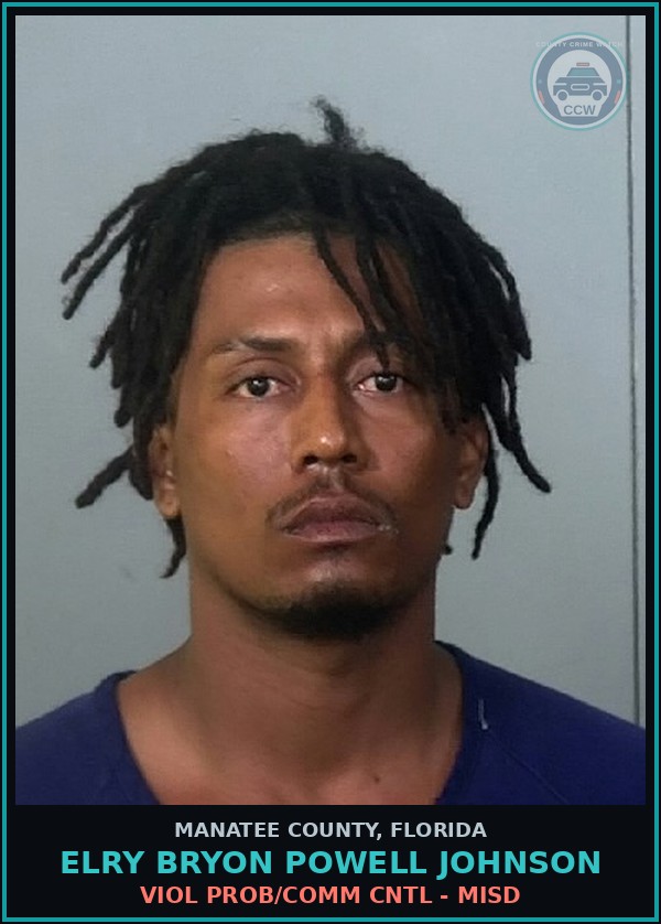 Booking mugshot of ELRY BRYON POWELL JOHNSON in Manatee County