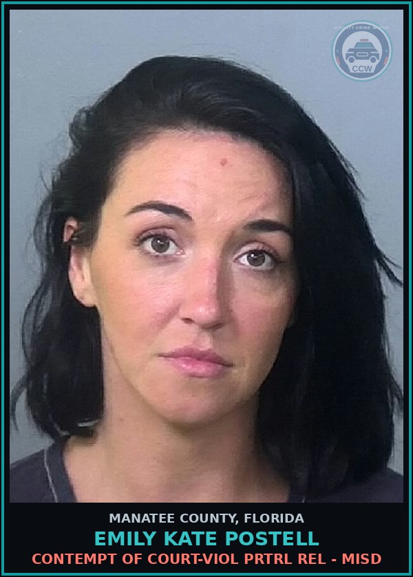 Booking mugshot of EMILY KATE POSTELL in Manatee County