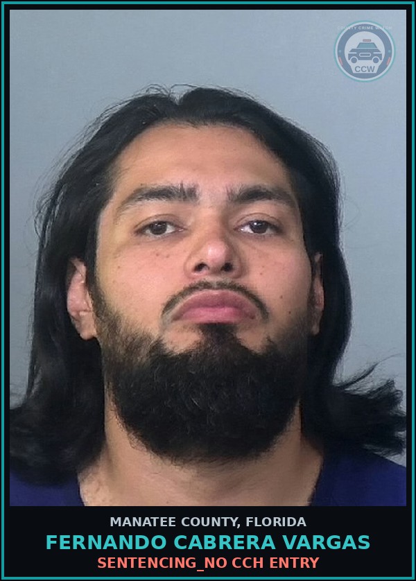 Booking mugshot of FERNANDO CABRERA VARGAS in Manatee County
