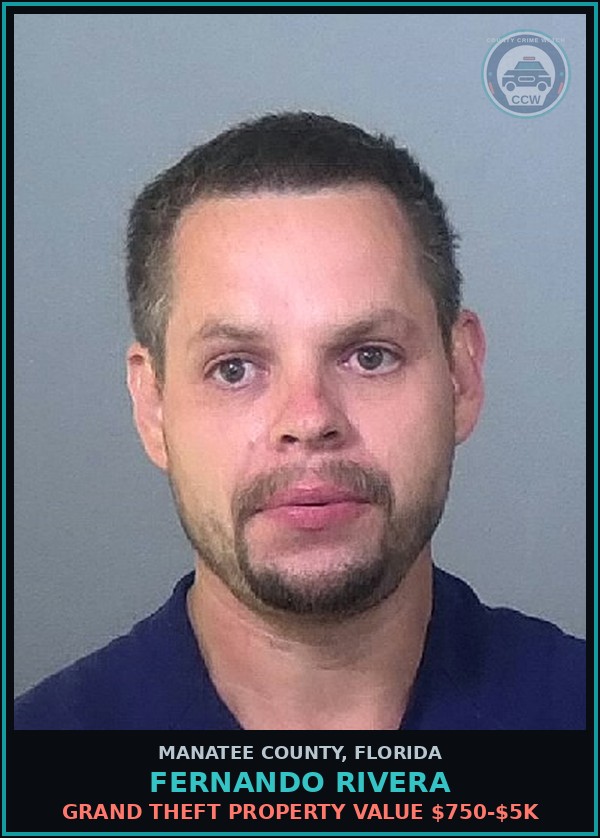 Booking mugshot of FERNANDO RIVERA in Manatee County
