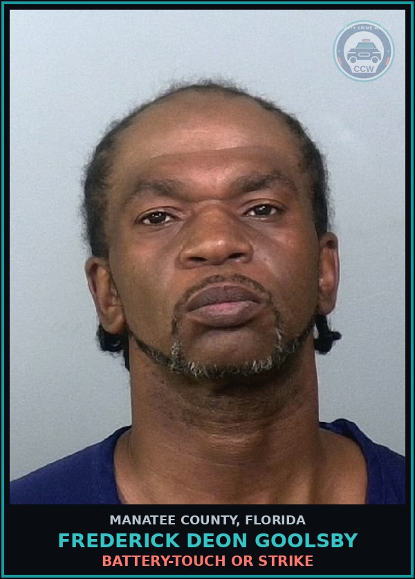 Booking mugshot of FREDERICK DEON GOOLSBY in Manatee County