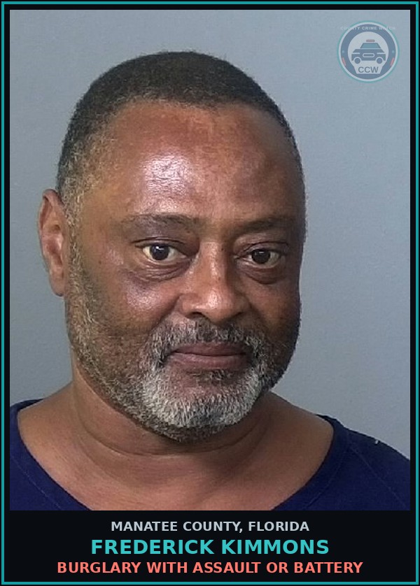 Booking mugshot of FREDERICK KIMMONS in Manatee County