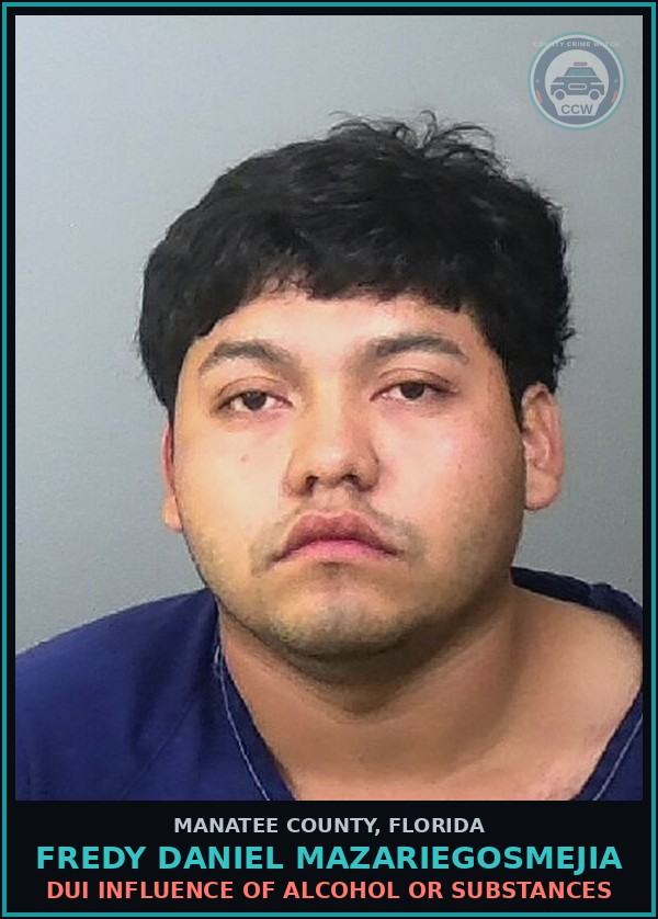 Booking mugshot of FREDY DANIEL MAZARIEGOSMEJIA in Manatee County