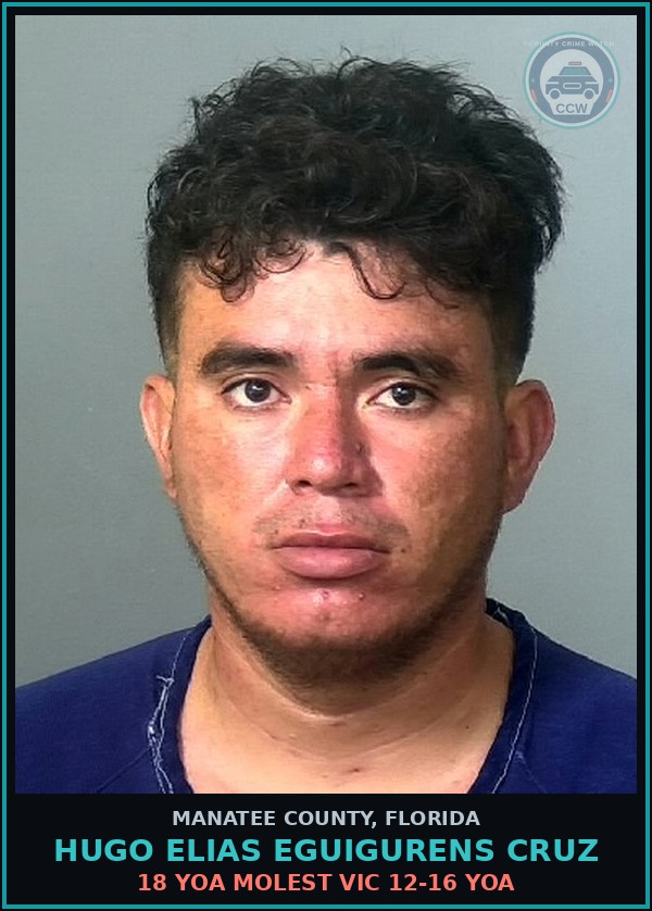 Booking mugshot of HUGO ELIAS EGUIGURENS CRUZ in Manatee County