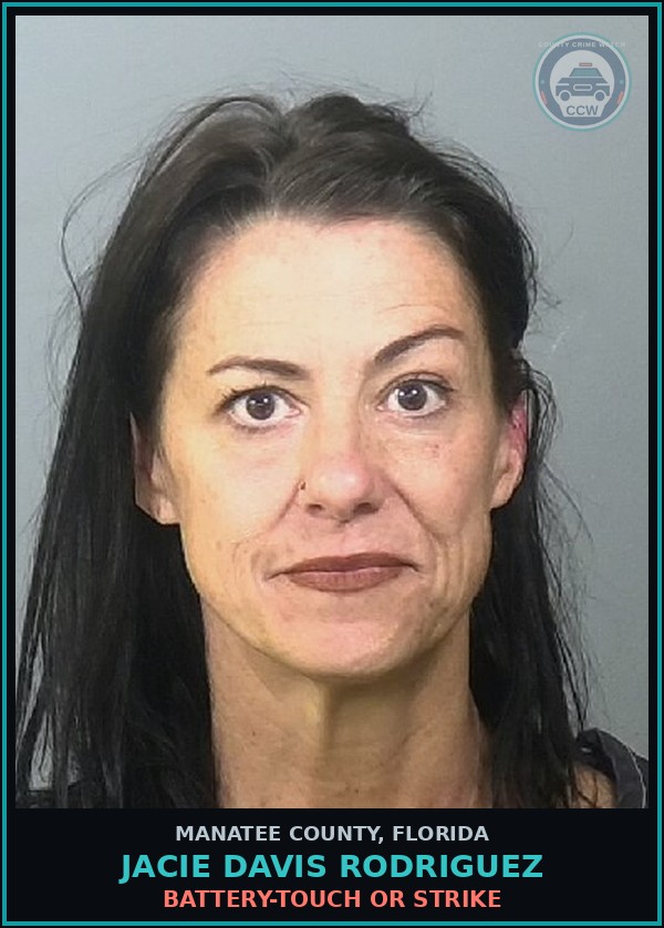 Booking mugshot of JACIE DAVIS RODRIGUEZ in Manatee County