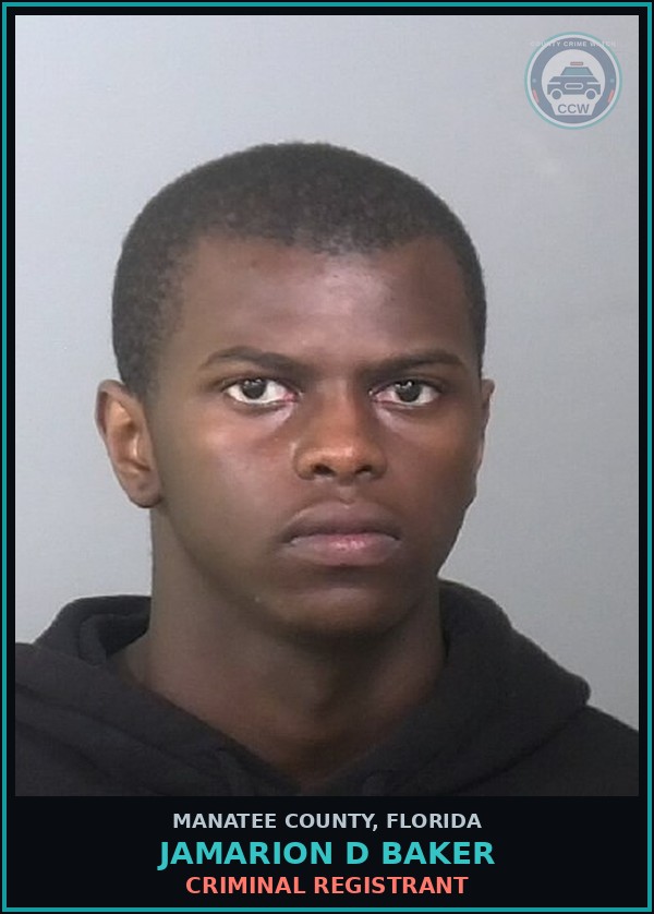 Booking mugshot of JAMARION D BAKER in Manatee County