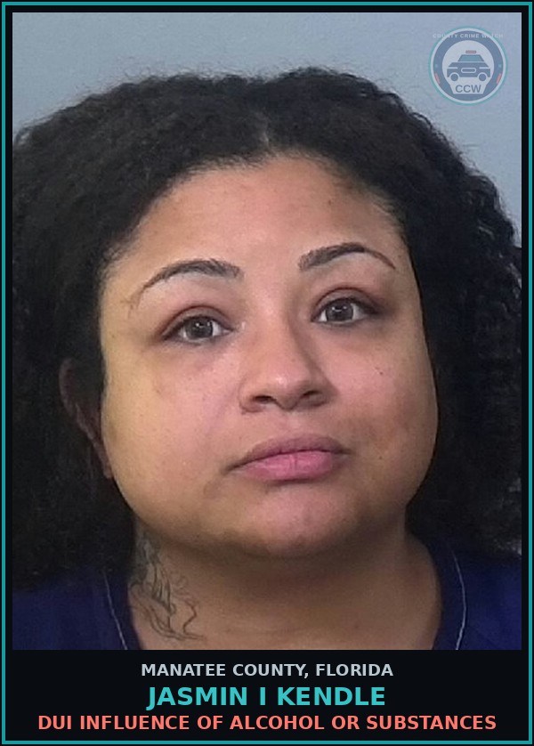 Booking mugshot of JASMIN I KENDLE in Manatee County