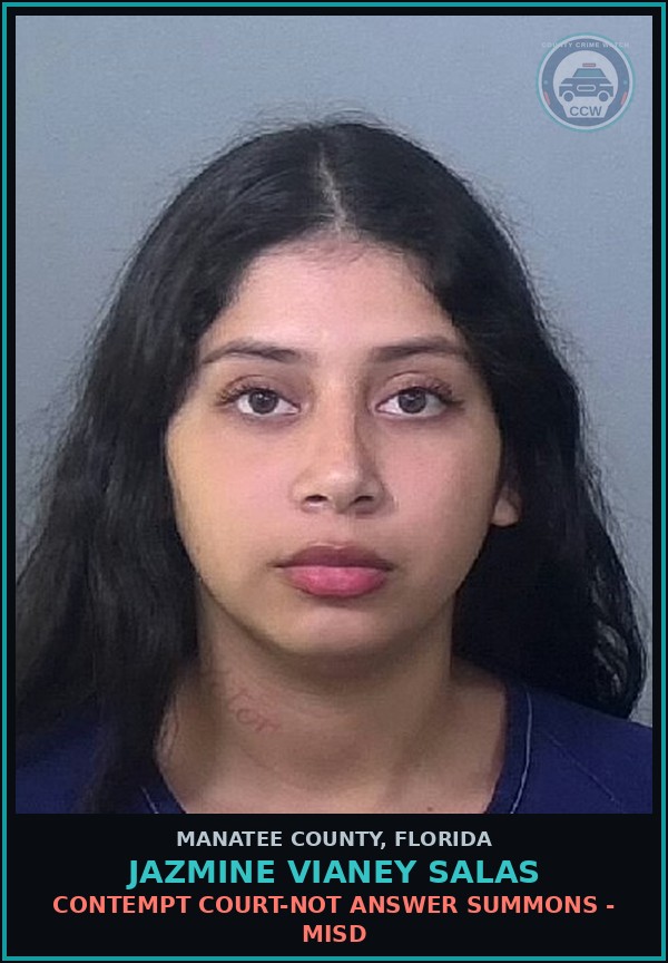 Booking mugshot of JAZMINE VIANEY SALAS in Manatee County