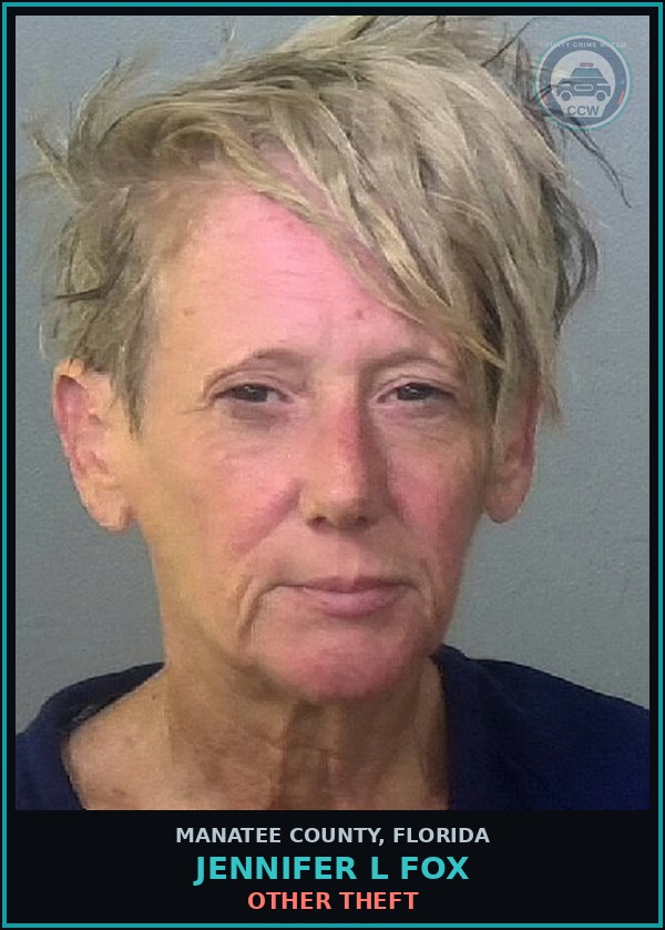 Booking mugshot of JENNIFER L FOX in Manatee County